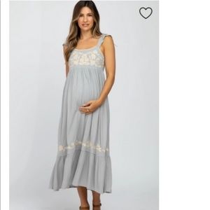 New without tags Pinkblush Grey Floral embroidered maternity midi dress
